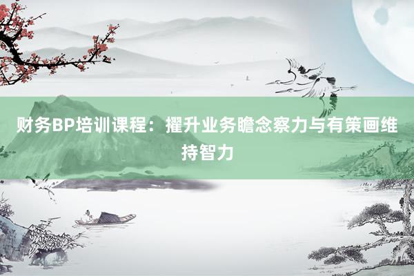 财务BP培训课程：擢升业务瞻念察力与有策画维持智力